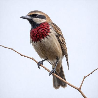 The primary subject of the image is a bird perched on a branch. The bird is the main focus of the image, and it is sitting on a thin branch. The setting is outdoors, with the bird sitting on a tree branch. The visual style of the image is a close-up of the bird, showcasing its details. The colors in the image are predominantly shades of brown and black, giving the scene a natural and earthy atmosphere.